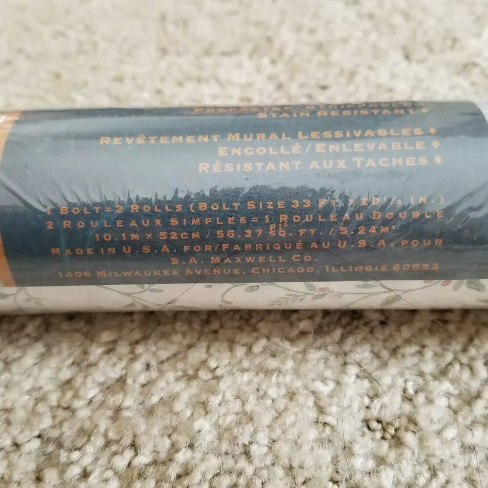 Two Maxwell Wallcovering Pattern No. 7062677 Ocean and 7049401 Run1 Flower